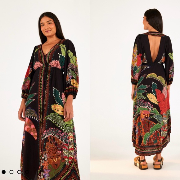 FARM Rio Dresses & Skirts - FARM RIO Black Cool Leopards Midi Dress